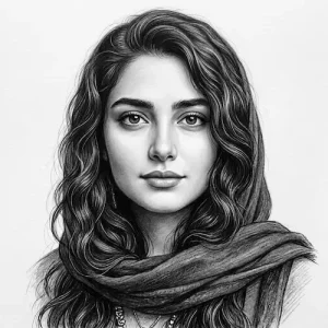 نقاشی سیاه قلم چهره نمونه1