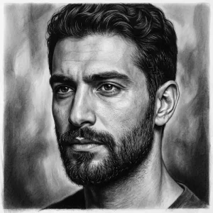 نقاشی سیاه قلم چهره نمونه2