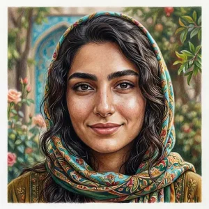نقاشی مداد رنگی چهره نمونه1